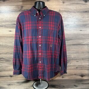 Tommy Hilfiger Shirt Mens XL Red Plaid FLANNEL VTG Y2K 90's Button Down